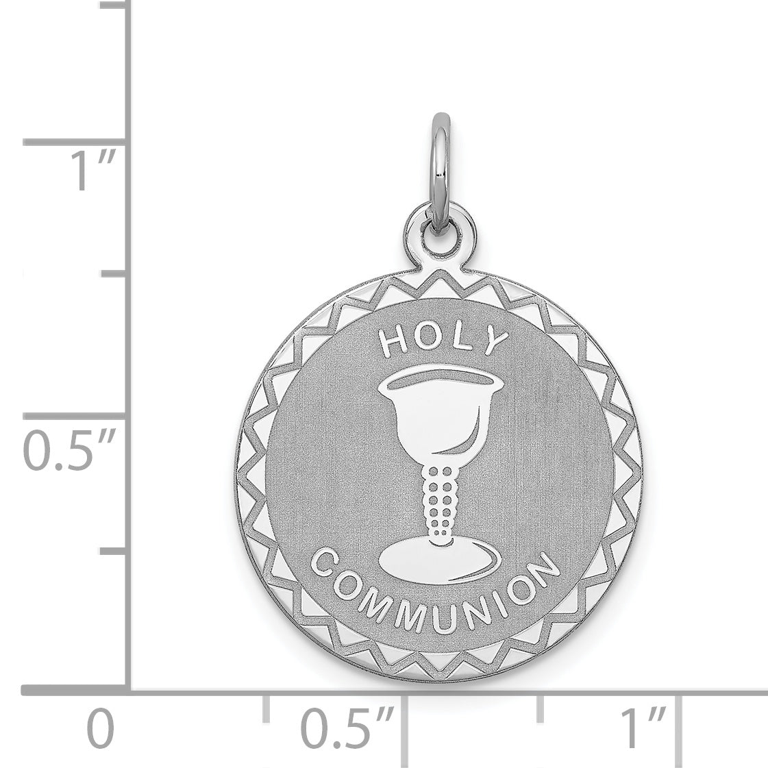 Sterling Silver Rhodium-Plated Holy Communion Charm, Engravable, Polished Finish