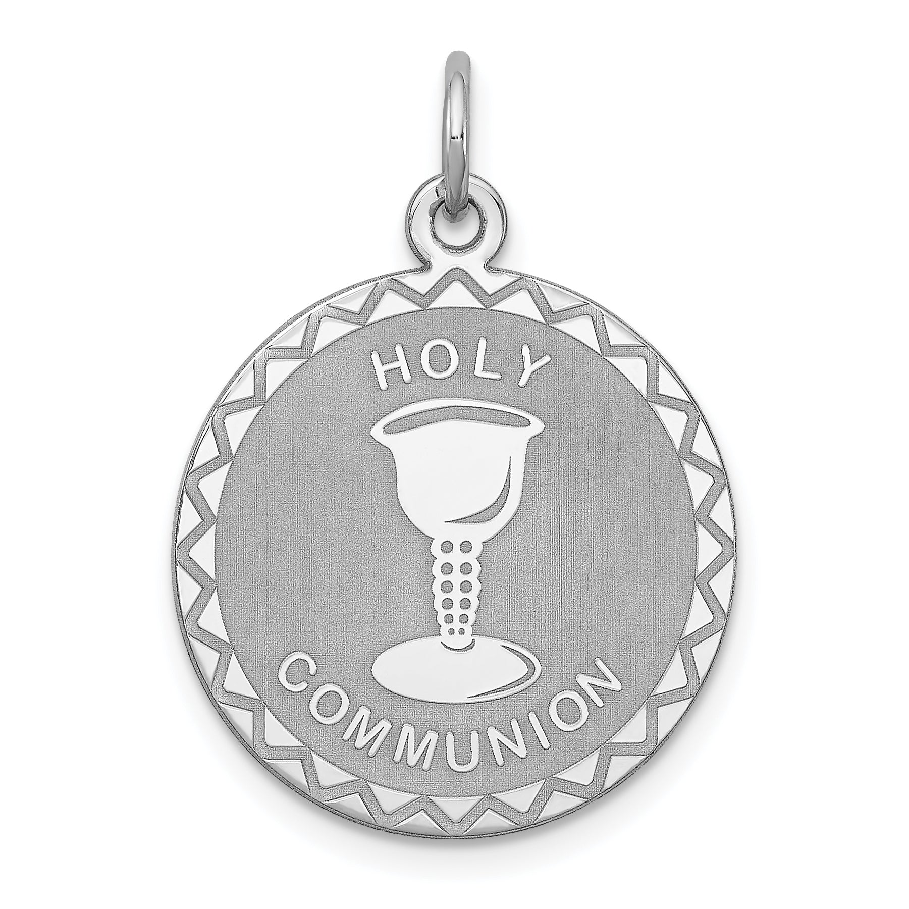 Sterling Silver Rhodium-plated Holy Communion Disc Charm Main image