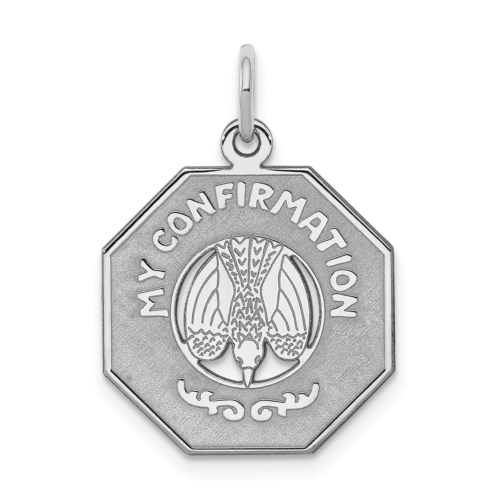 Sterling Silver Rhodium-plated My Confirmation Disc Charm