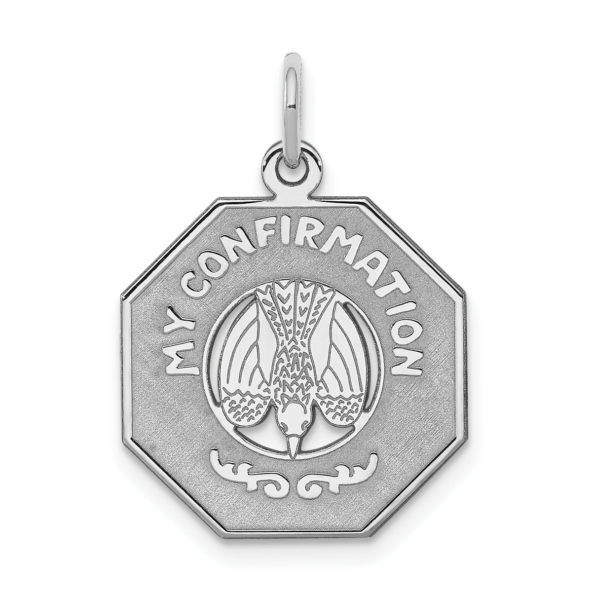 Sterling Silver Rhodium-plated My Confirmation Disc Charm
