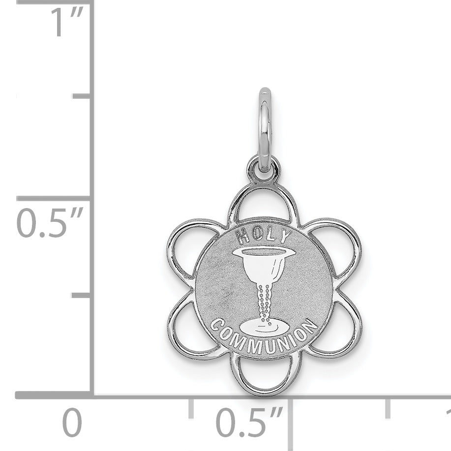 Sterling Silver Rhodium-Plated Holy Communion Charm with Polished Finish