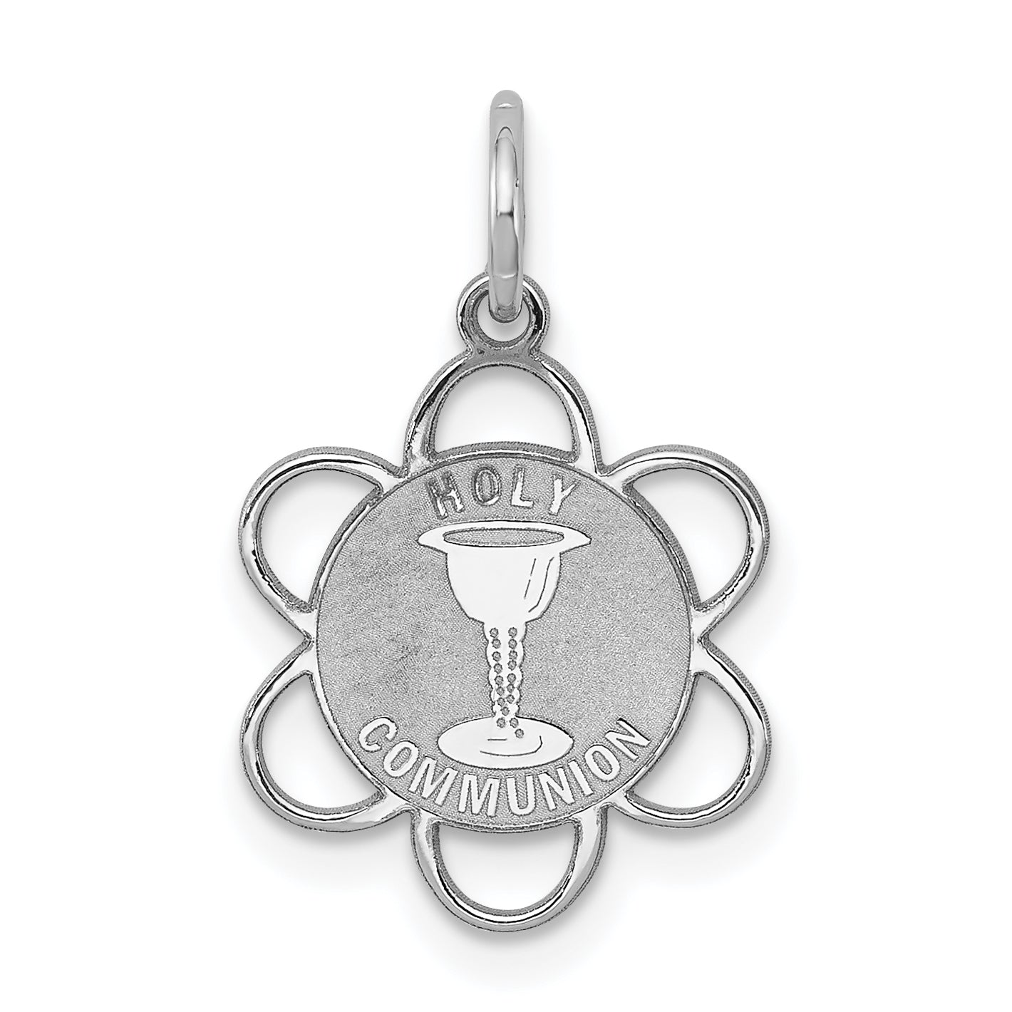 Sterling Silver Rhodium-plated Holy Communion Disc Charm Main image