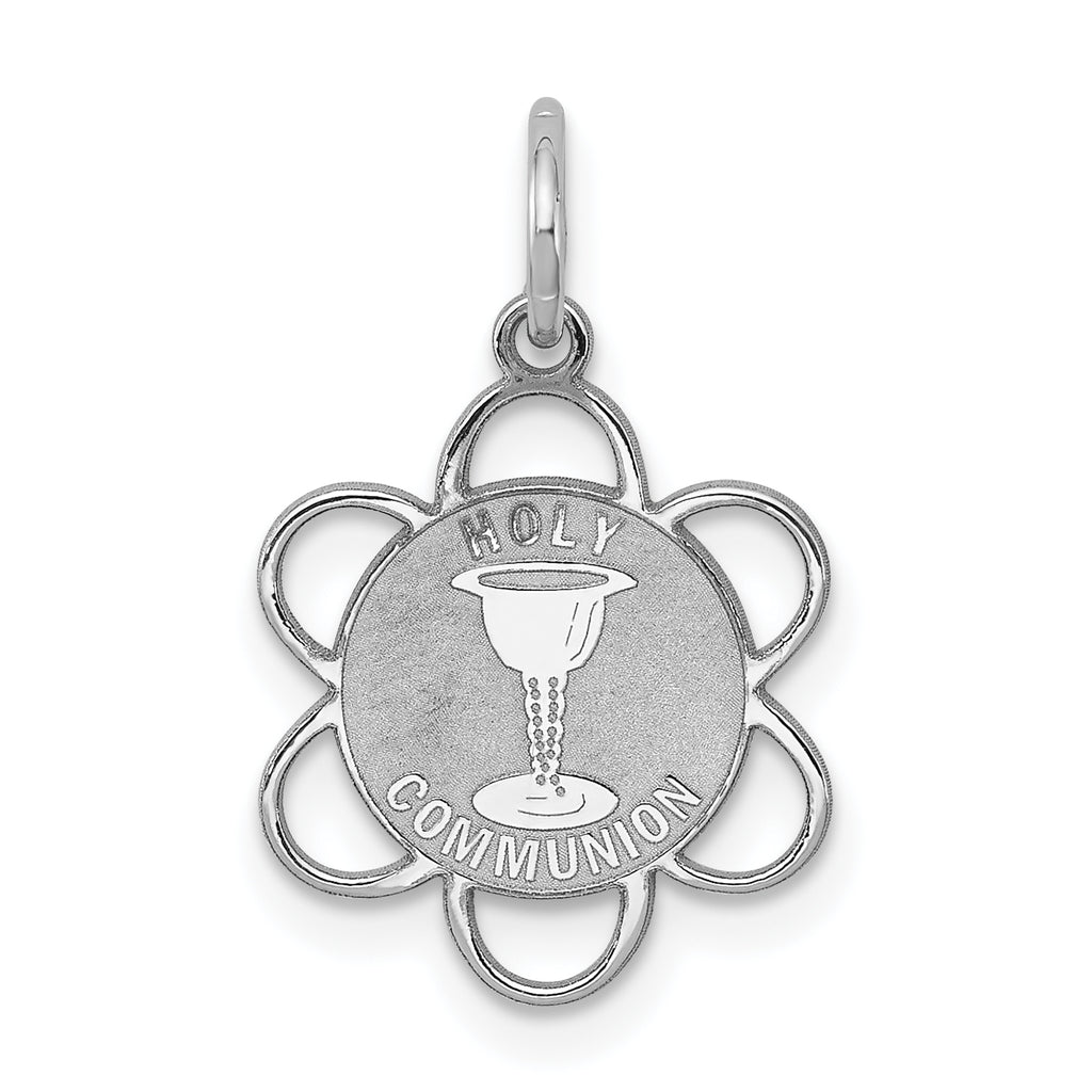 Sterling Silver Rhodium-plated Holy Communion Disc Charm