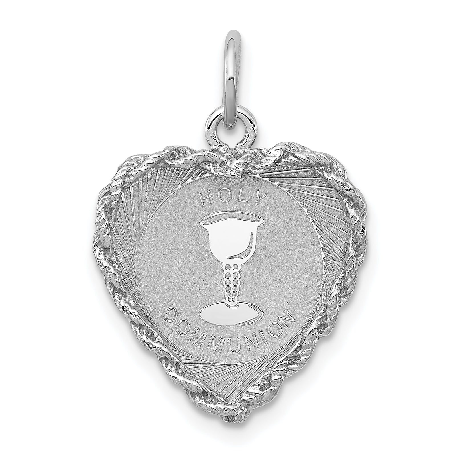 Sterling Silver Rhodium-plated Holy Communion Disc Charm Main image