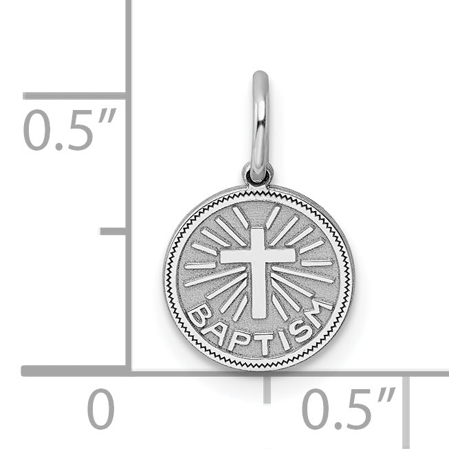 Sterling Silver Rhodium-Plated Baptism Charm with Polished Finish  ChildrenÃÂ¢Ã¢âÂ¬Ã¢âÂ¢s