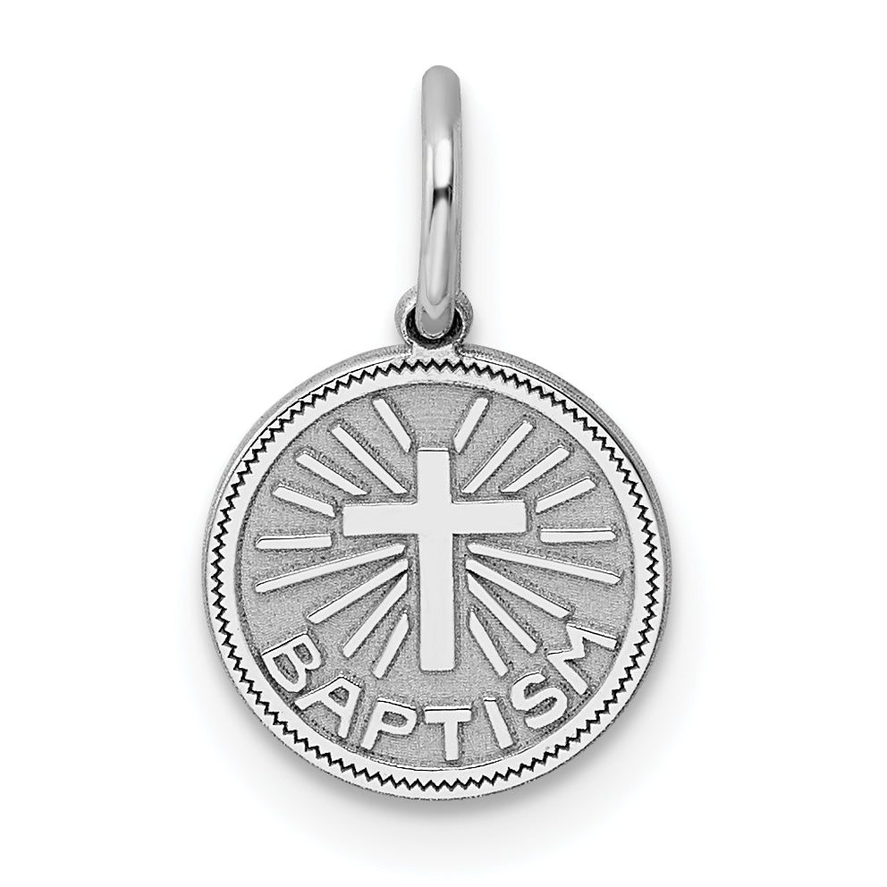 Sterling Silver Rhodium-plated Baptism Disc Charm Main image