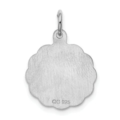 Sterling Silver 925 Praying Hands Charm with Rhodium Plating, Polished Finish, Engravable