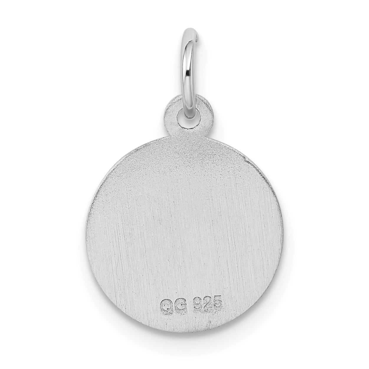 Sterling Silver 925 Rhodium-Plated Cross Disc Charm with Polished Finish