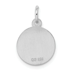 Sterling Silver 925 Rhodium-Plated Cross Disc Charm with Polished Finish
