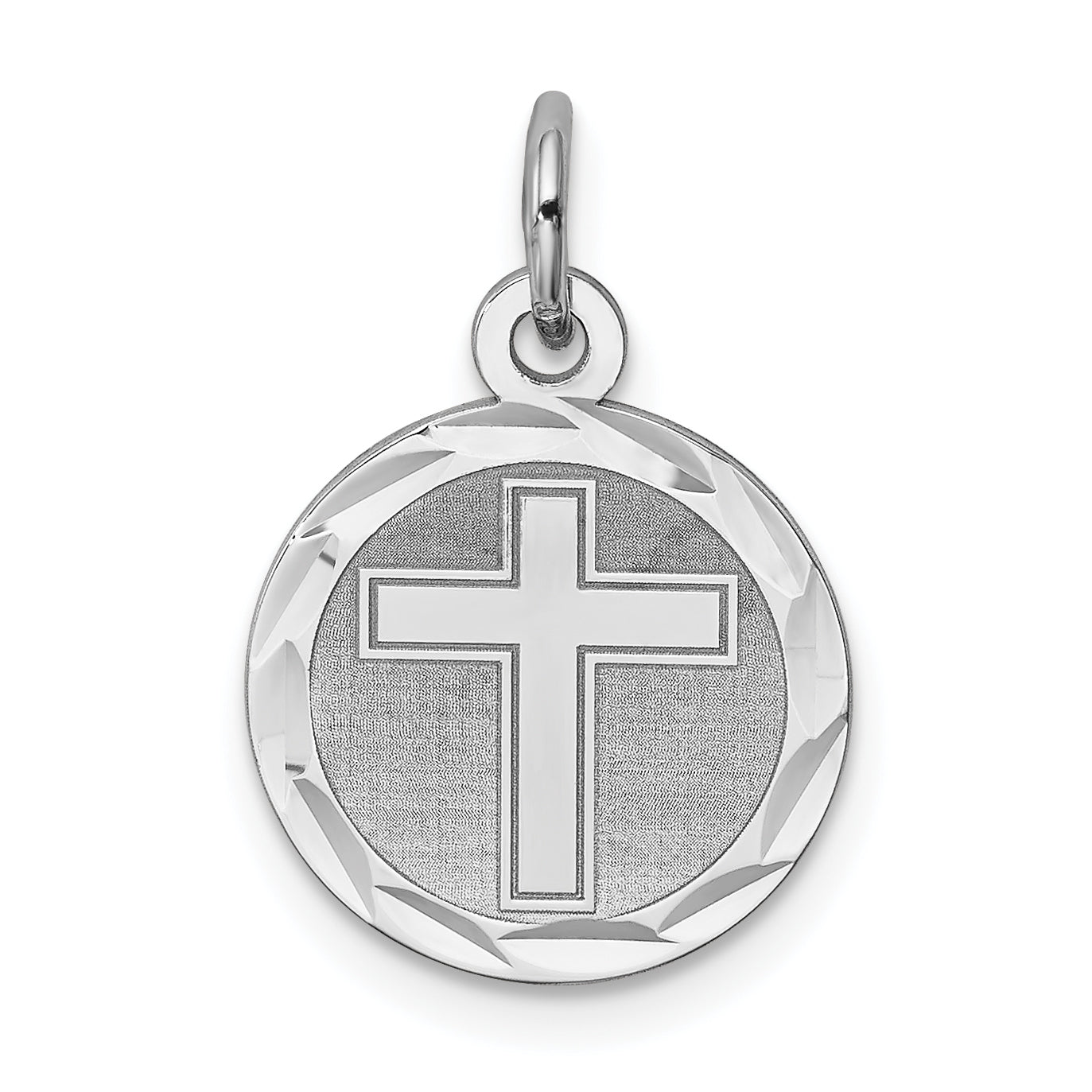 Sterling Silver Rhodium-plated Cross Disc Charm Main image