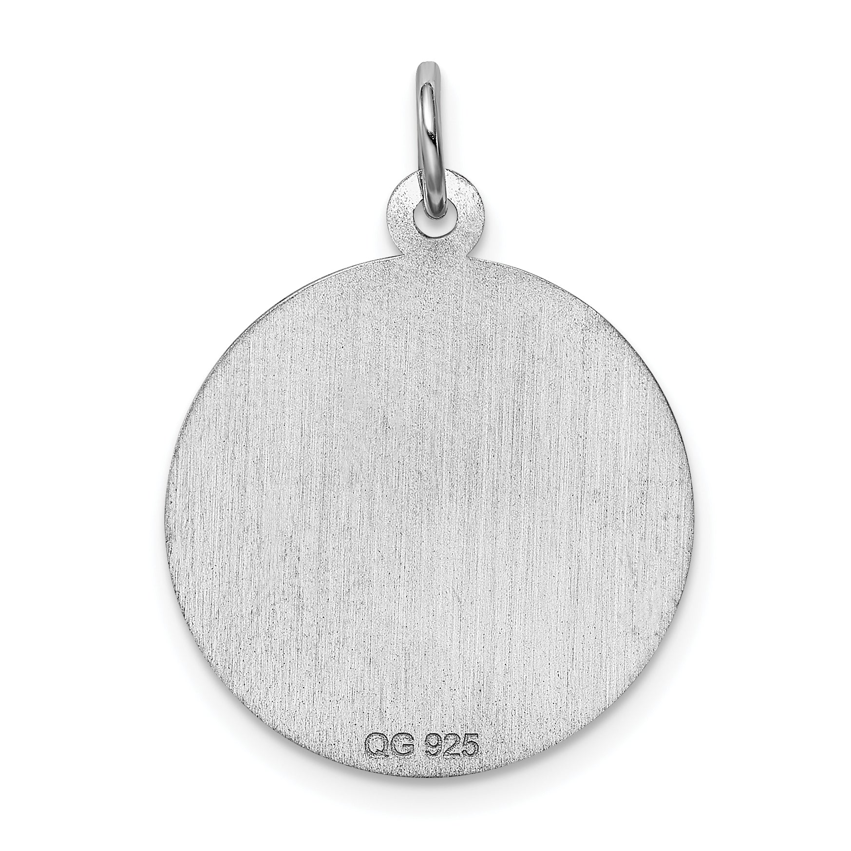 Sterling Silver 925 Cross Disc Charm with Rhodium-Plated Polished Finish