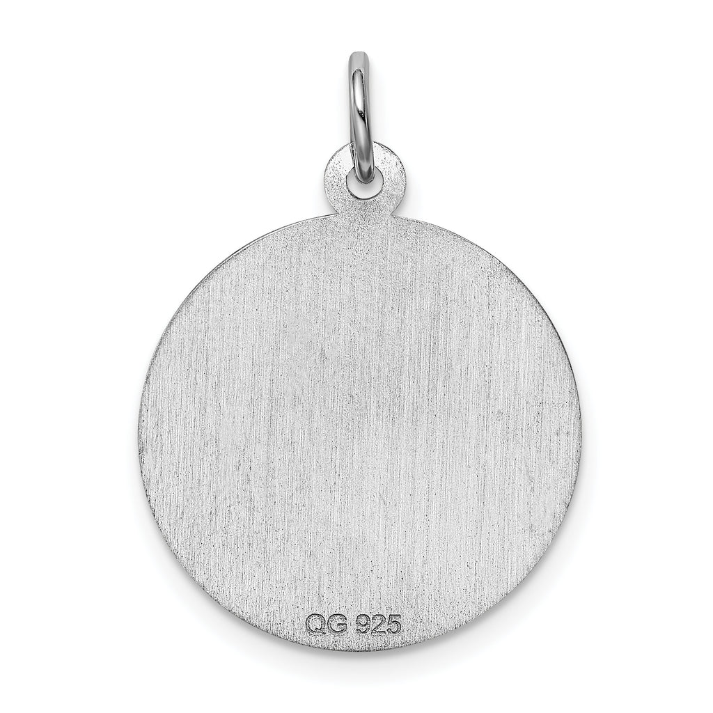 Sterling Silver 925 Cross Disc Charm with Rhodium-Plated Polished Finish