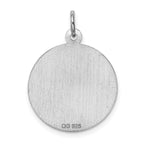 Sterling Silver 925 Cross Disc Charm with Rhodium-Plated Polished Finish