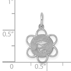 Sterling Silver Rhodium-Plated Graduation Disc Charm Elegant Gift Ready Design