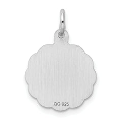 Sterling Silver Rhodium-Plated Graduation Charm with Elegant Disc Design