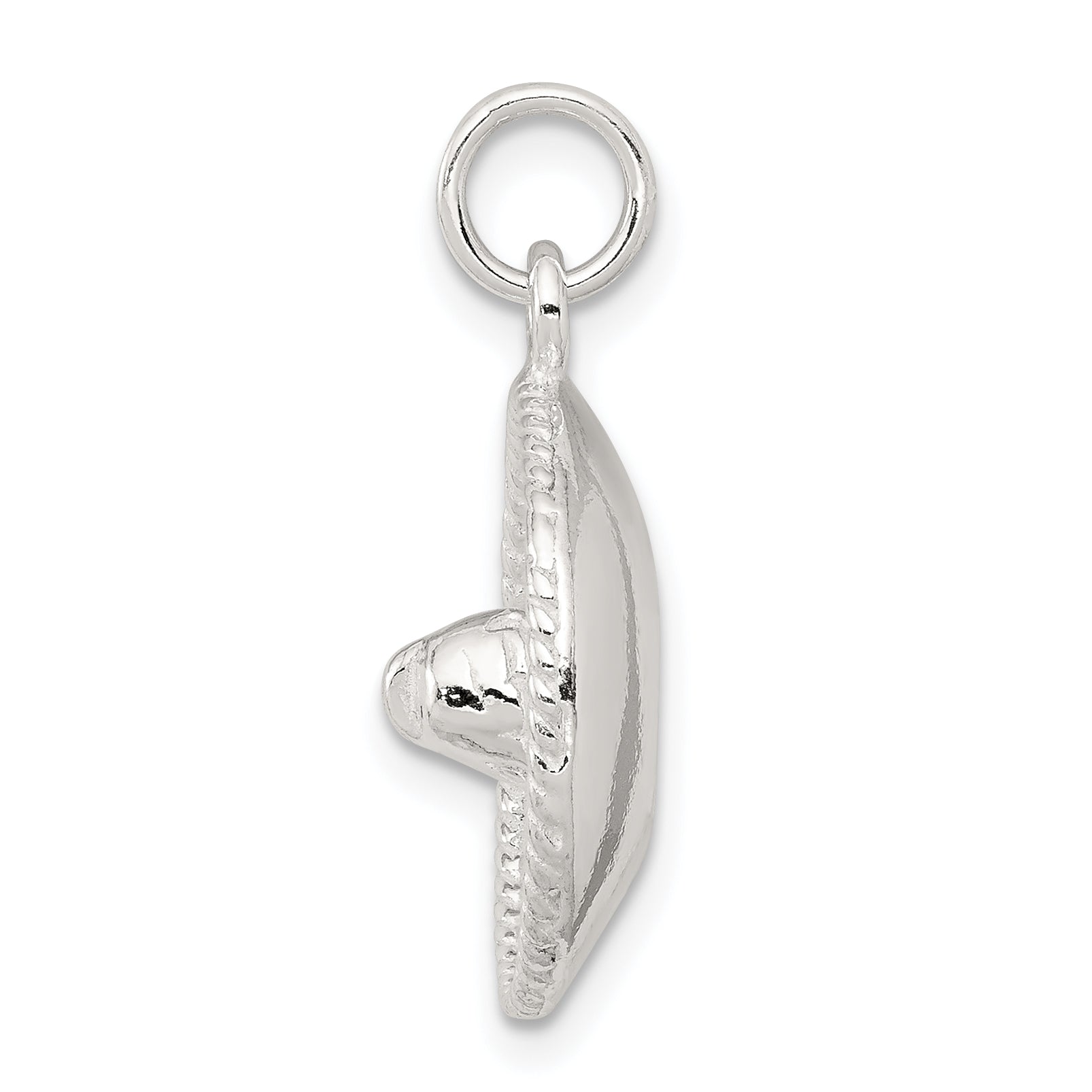Sterling Silver 3D Sombrero Charm with Polished Anti-Tarnish Finish
