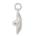 Sterling Silver 3D Sombrero Charm with Polished Anti-Tarnish Finish