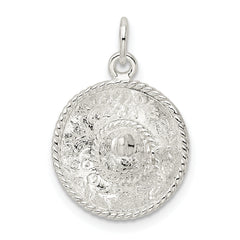 Sterling Silver 3D Sombrero Charm with Polished Anti-Tarnish Finish
