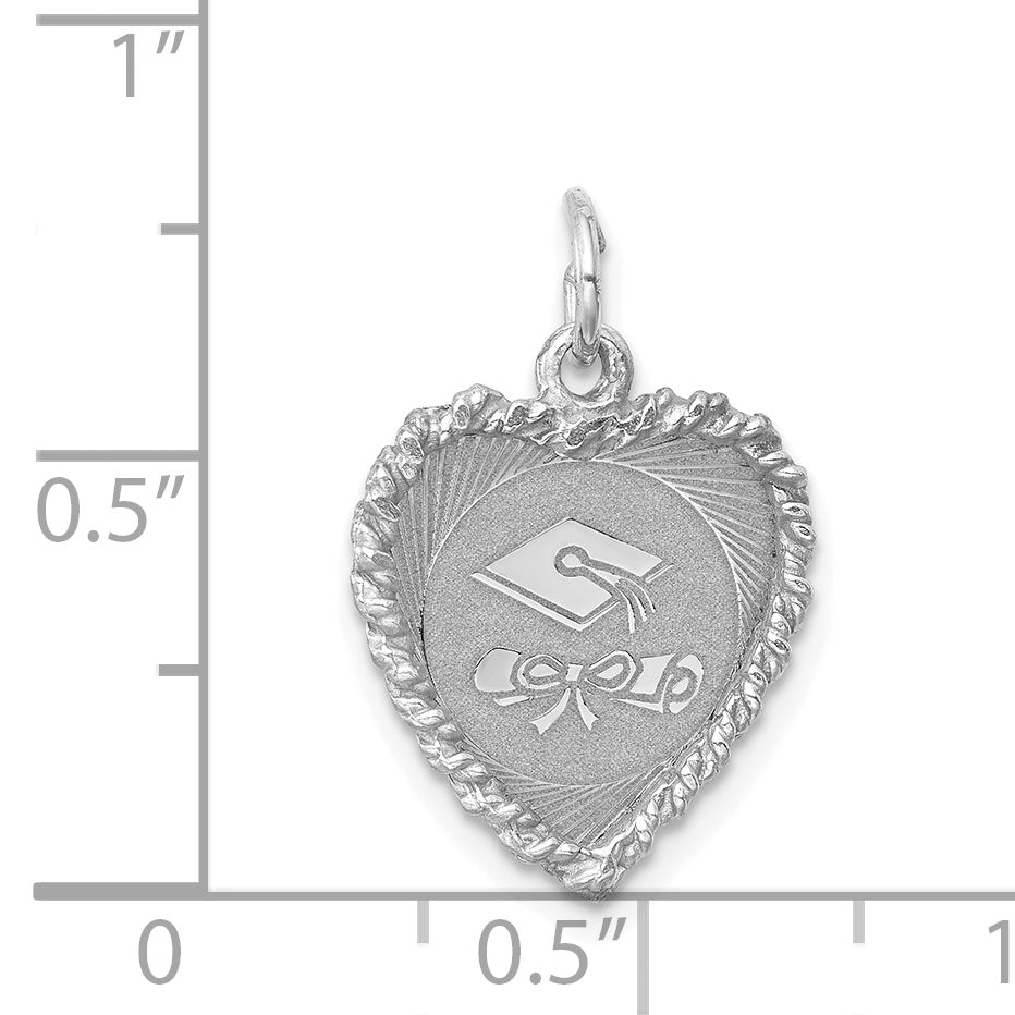 Sterling Silver 925 Graduation Cap & Diploma Charm with Rhodium Plating Polished Finish