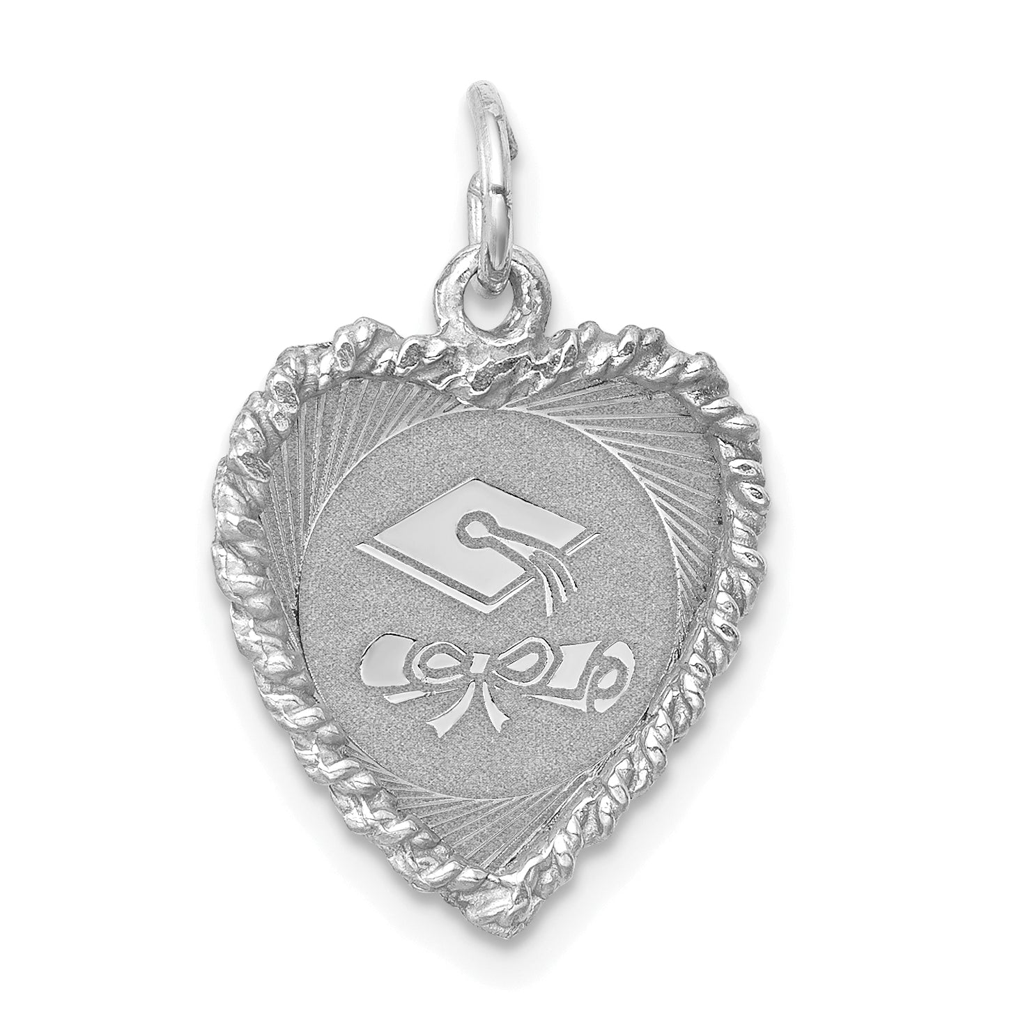 Sterling Silver Rh-plt Graduation Cap & Diploma Polished Disc Cha Main image