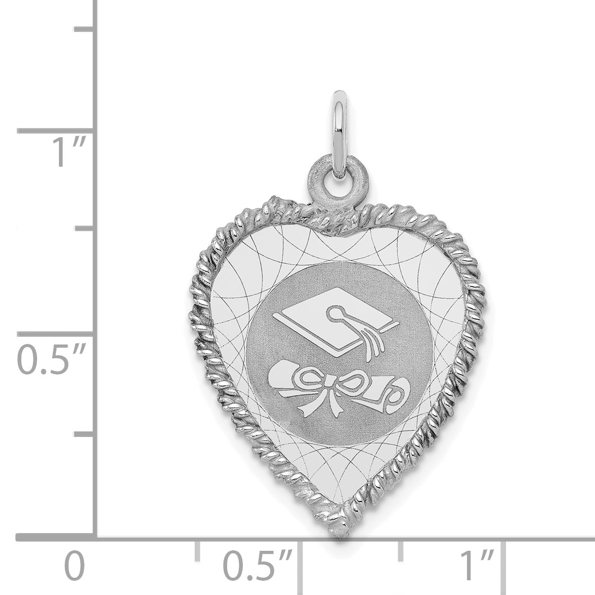 Sterling Silver 925 Graduation Cap & Diploma Charm with Rhodium-Plated Finish