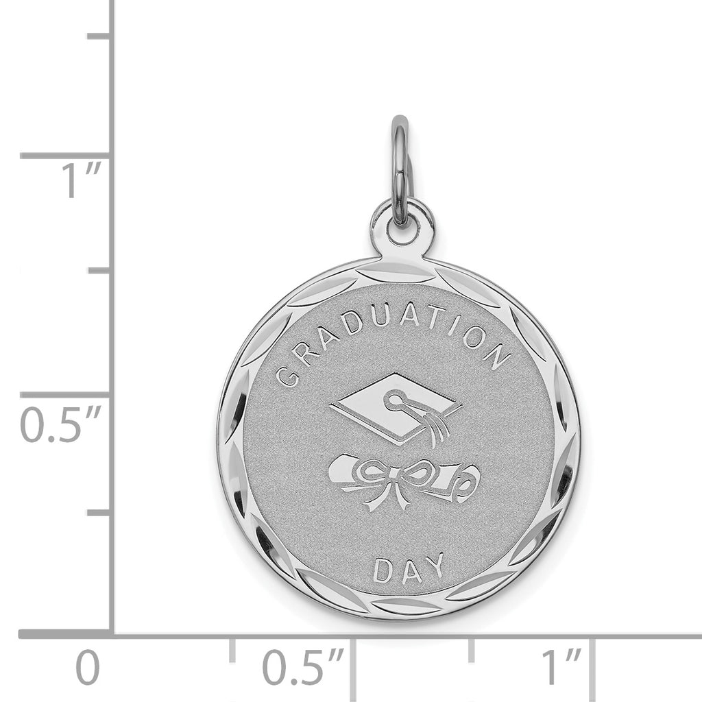 Sterling Silver 925 Graduation Disc Charm with Rhodium Plating  Sophisticated Gift