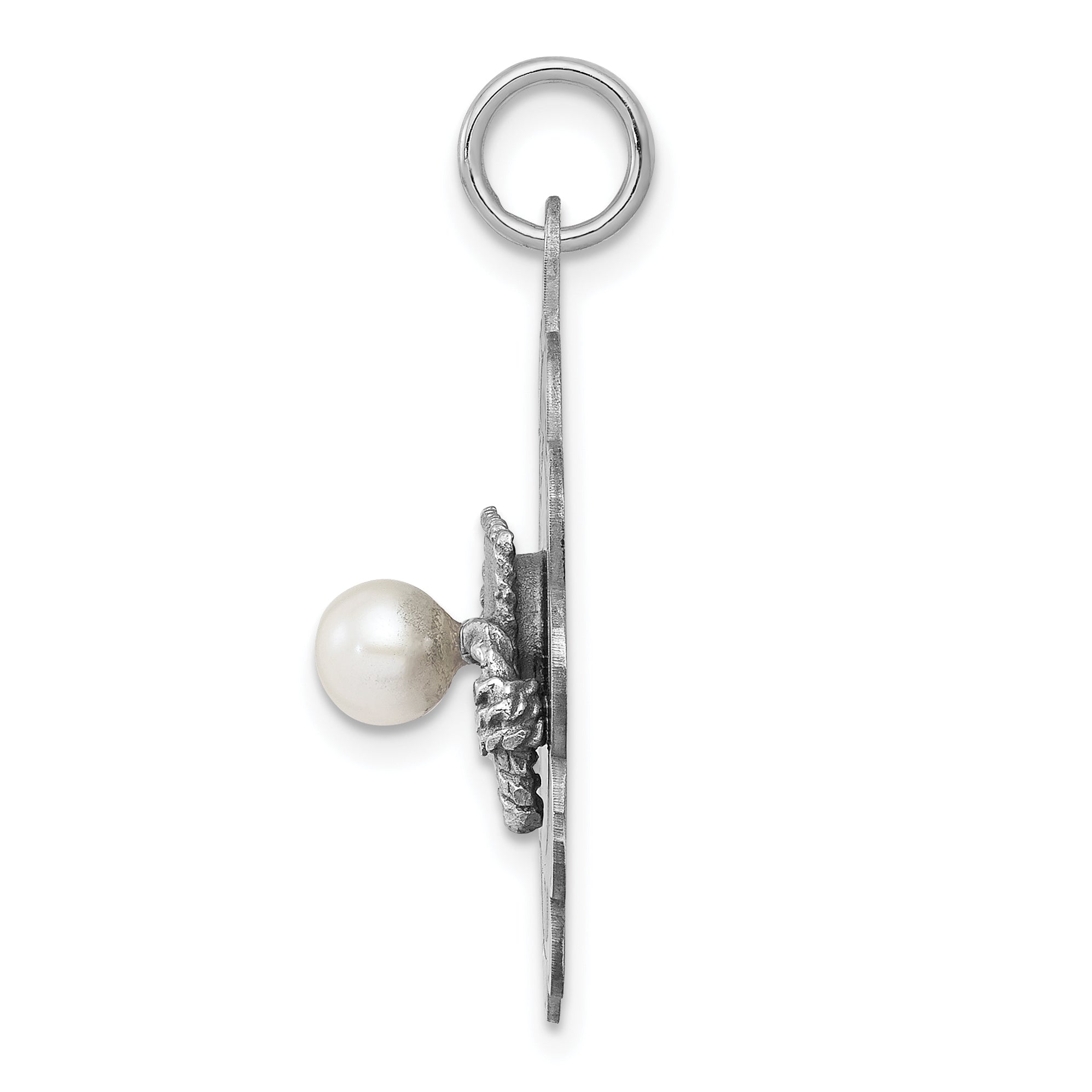 Sophia Jewelers Sterling Silver Graduation Pearl Charm with Rhodium Finish Secondary image