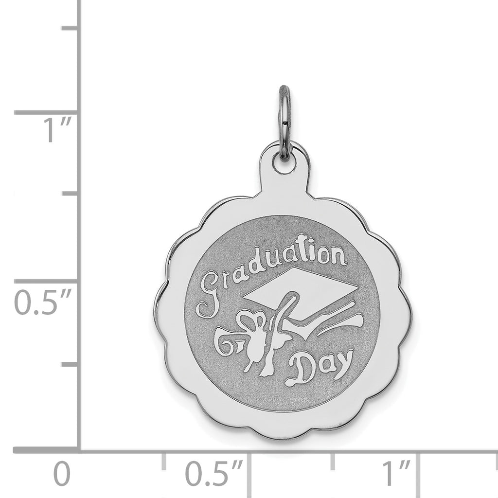 925 Sterling Silver Rhodium-Plated Graduation Charm Elegant Themed Design