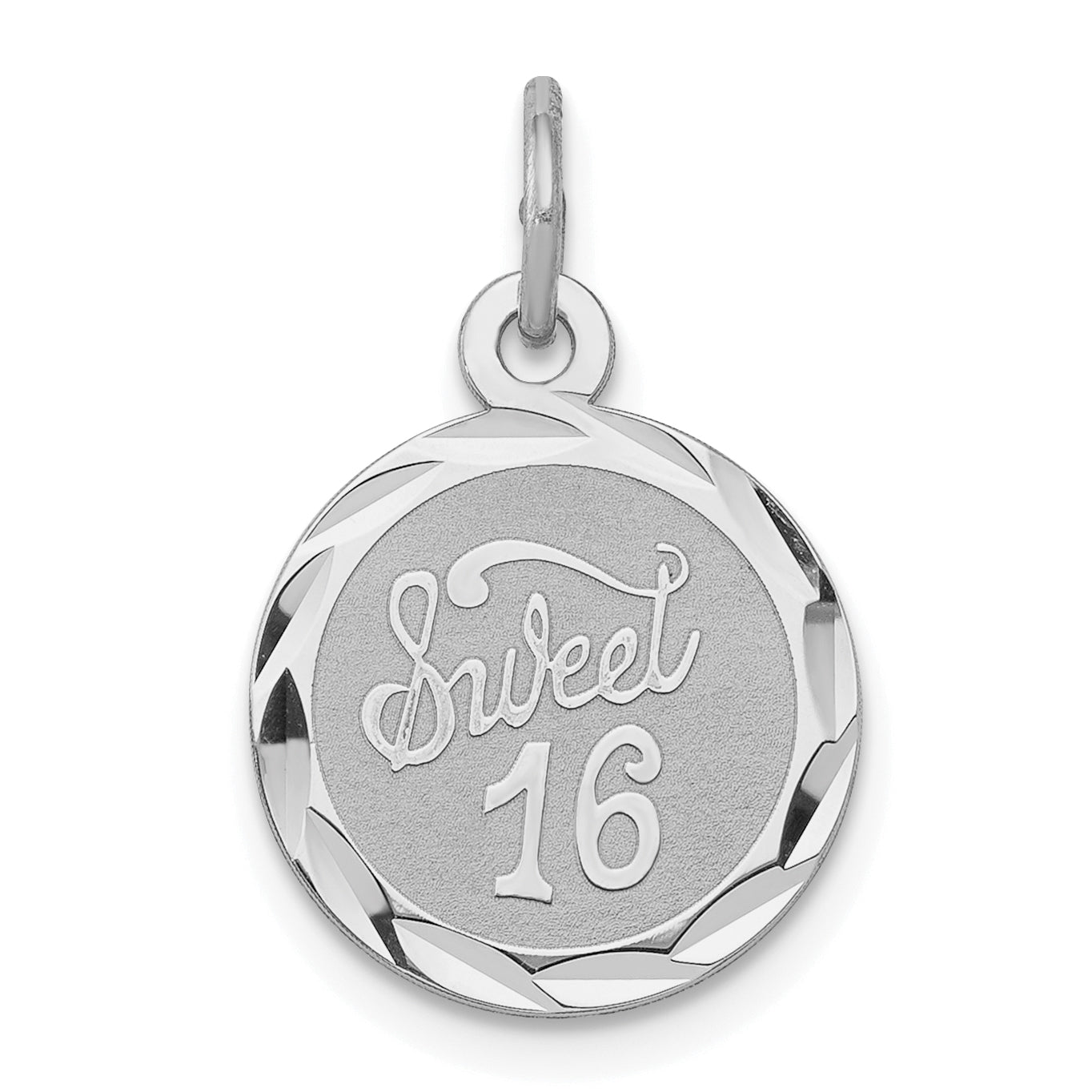 Sterling Silver Rhodium-plated Sweet Sixteen Disc Charm Main image