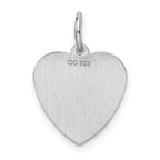 Sterling Silver Rhodium-Plated Sweet Sixteen Heart Charm Polished Finish