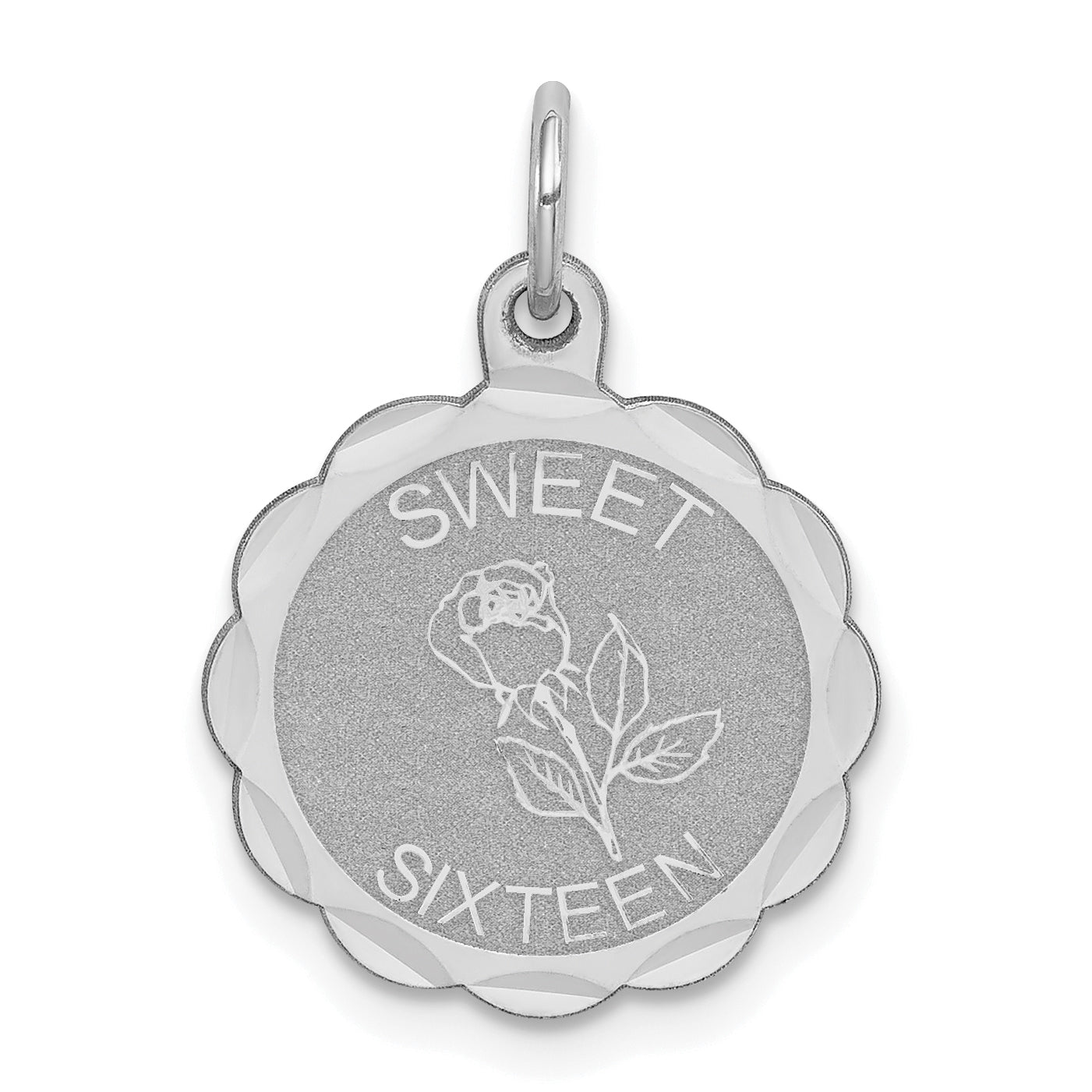 Sterling Silver Rhodium-plated Sweet Sixteen Disc Charm Main image