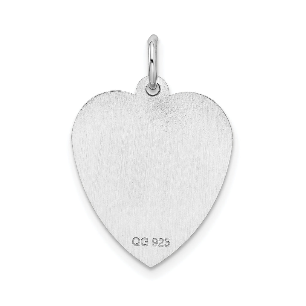 Sterling Silver Rhodium-Plated Sweet Sixteen Heart Charm Polished Finish