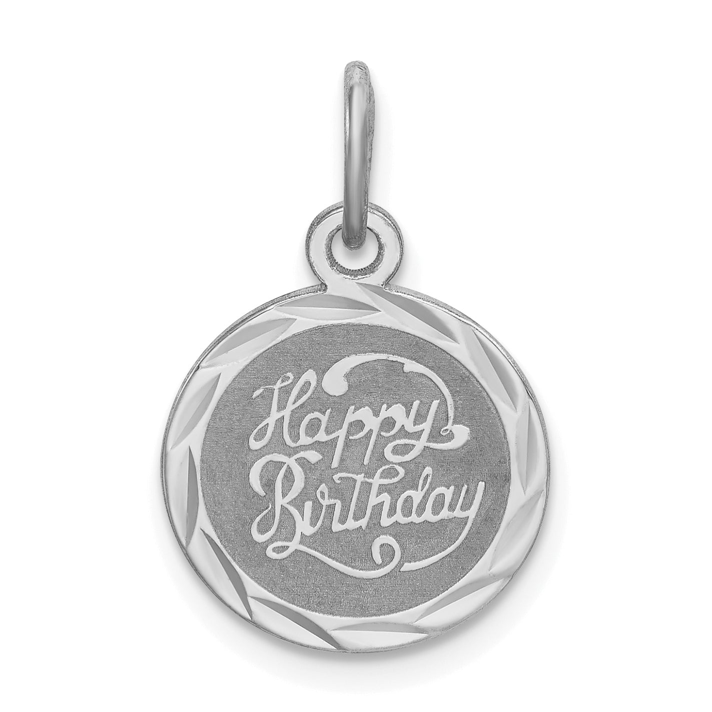 Sterling Silver Rhodium-plated Happy Birthday Disc Charm Main image