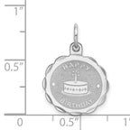 Sterling Silver Rhodium-Plated Happy Birthday Charm Polished 925 Elegant Gift