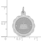 Sterling Silver Rhodium-Plated Happy Birthday Charm with Polished Finish Elegant Style