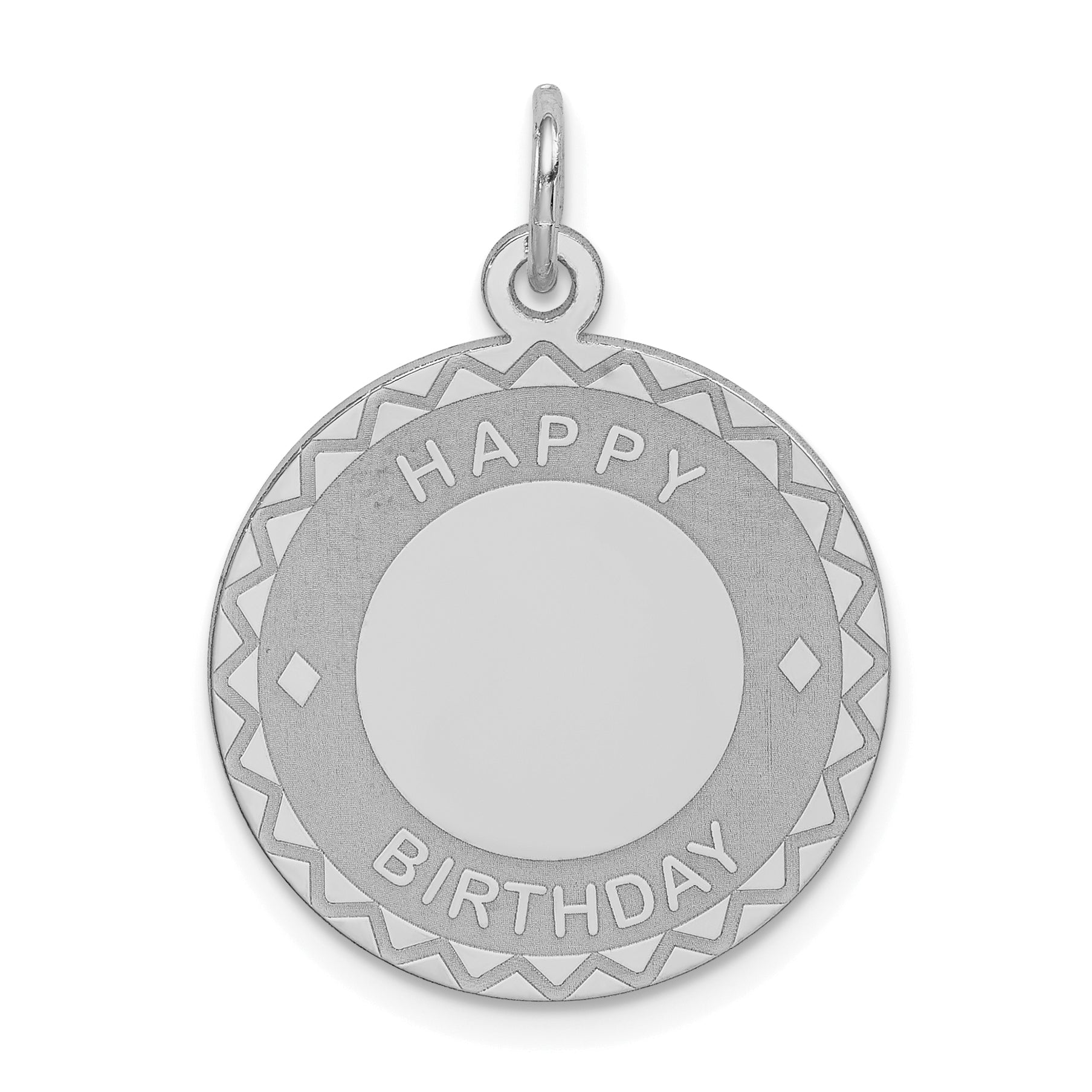 Sterling Silver Rhodium-plated Happy Birthday Disc Charm Main image
