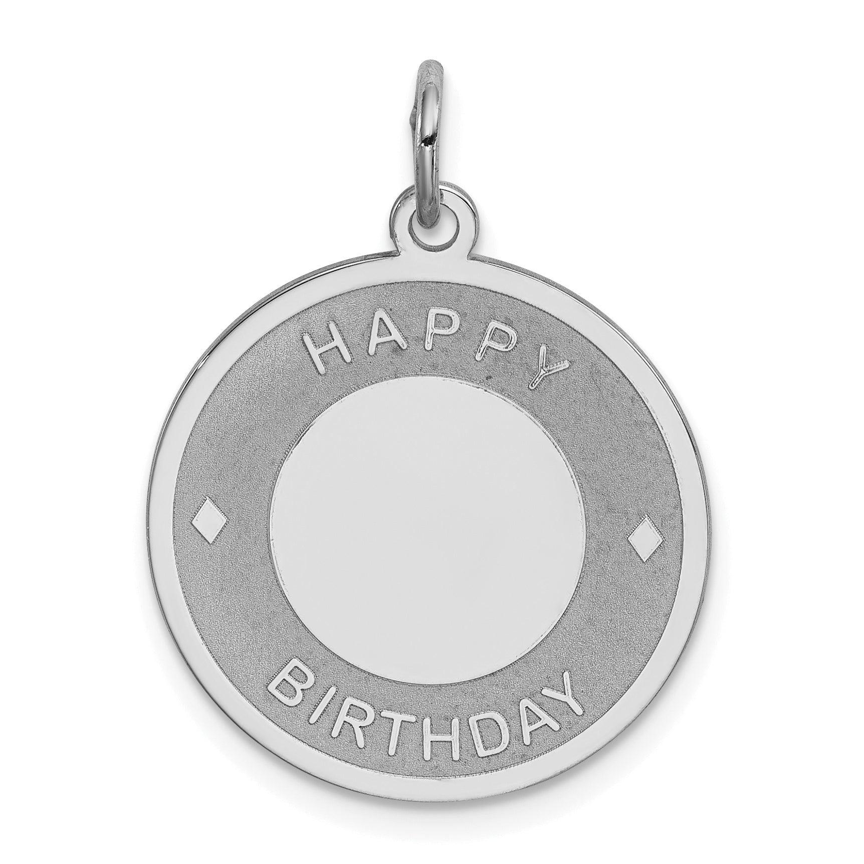 Sterling Silver Rhodium-plated Happy Birthday Disc Charm Main image