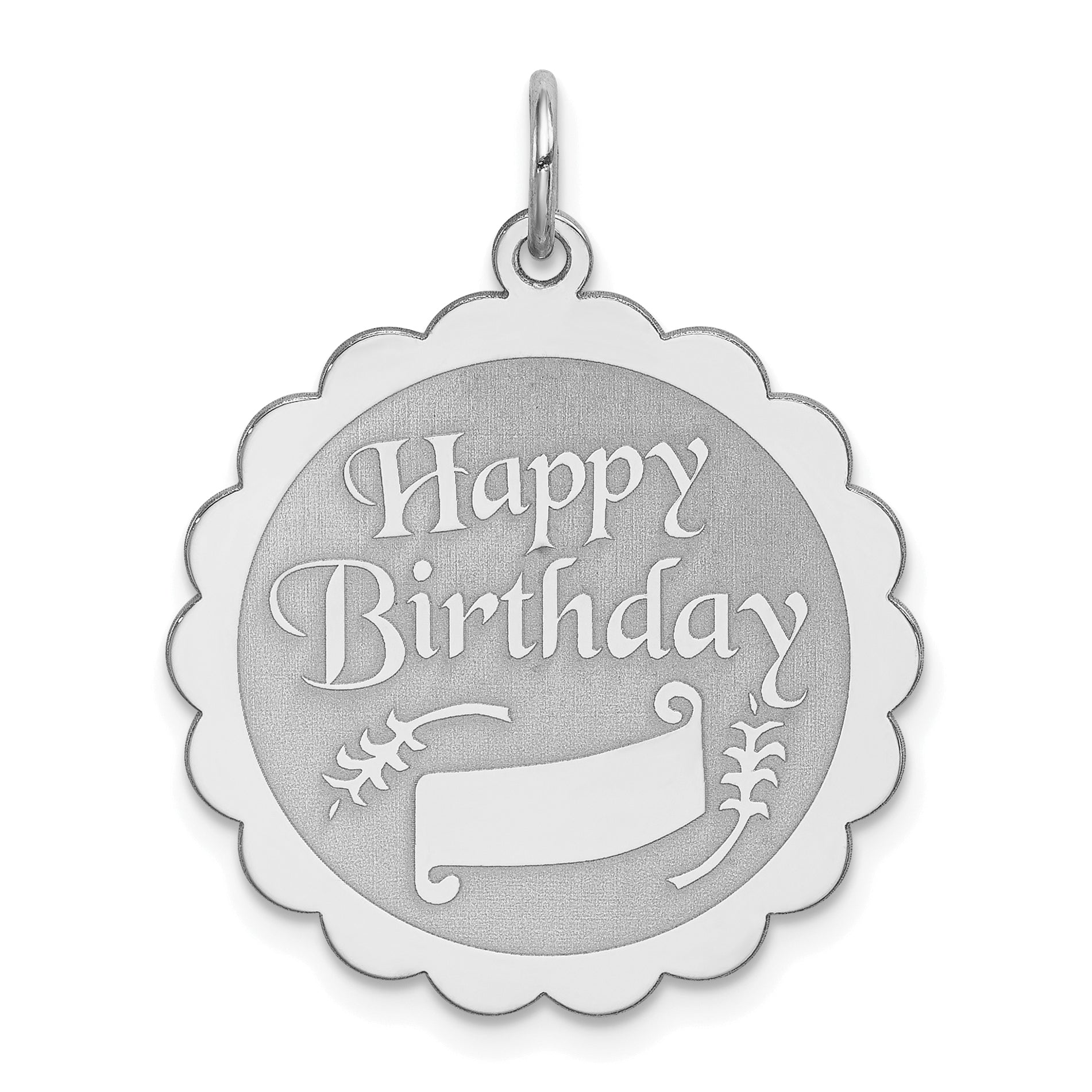 Sterling Silver Rhodium-plated Happy Birthday Disc Charm Main image