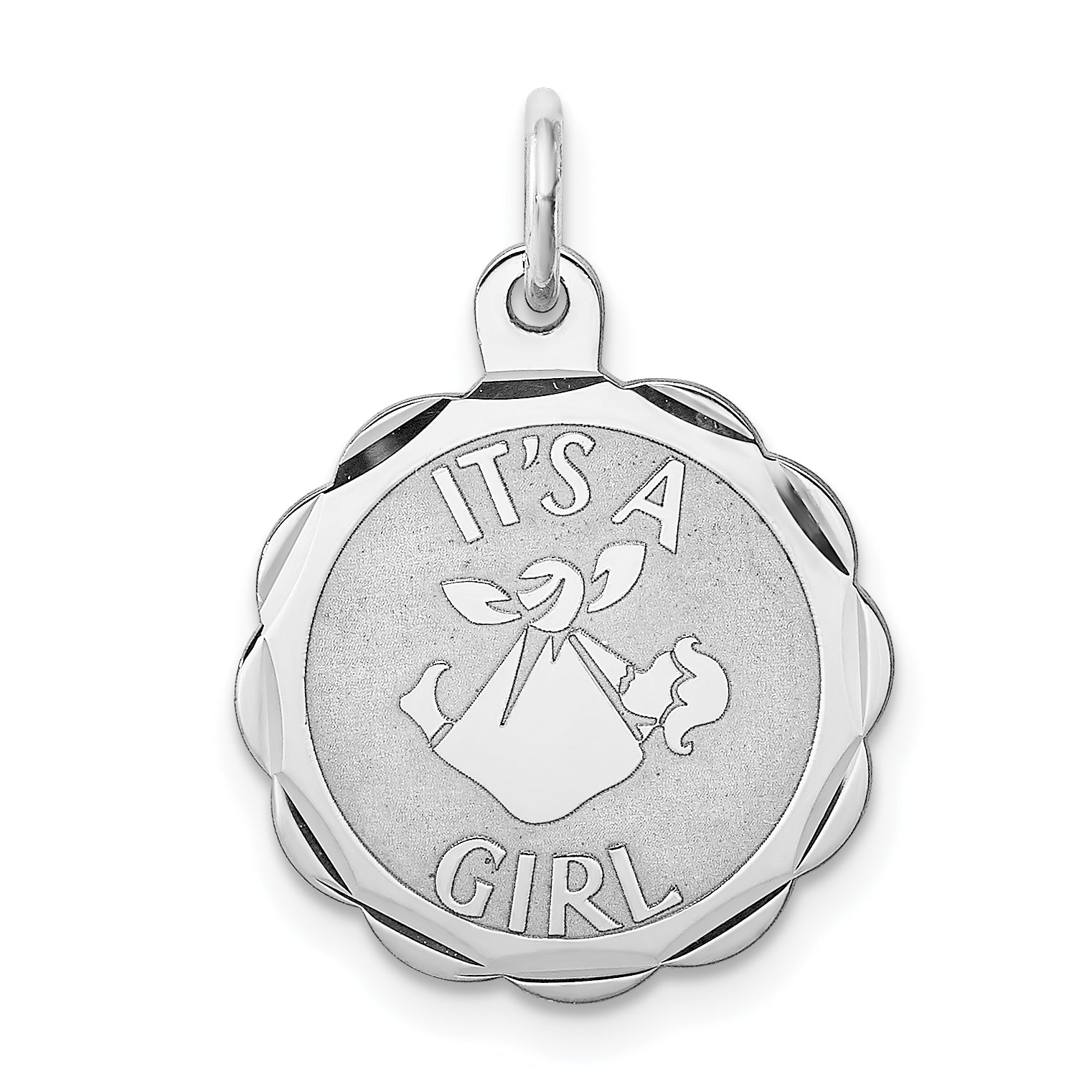 Sterling Silver Rhodium-plated Its a Girl Charm Main image