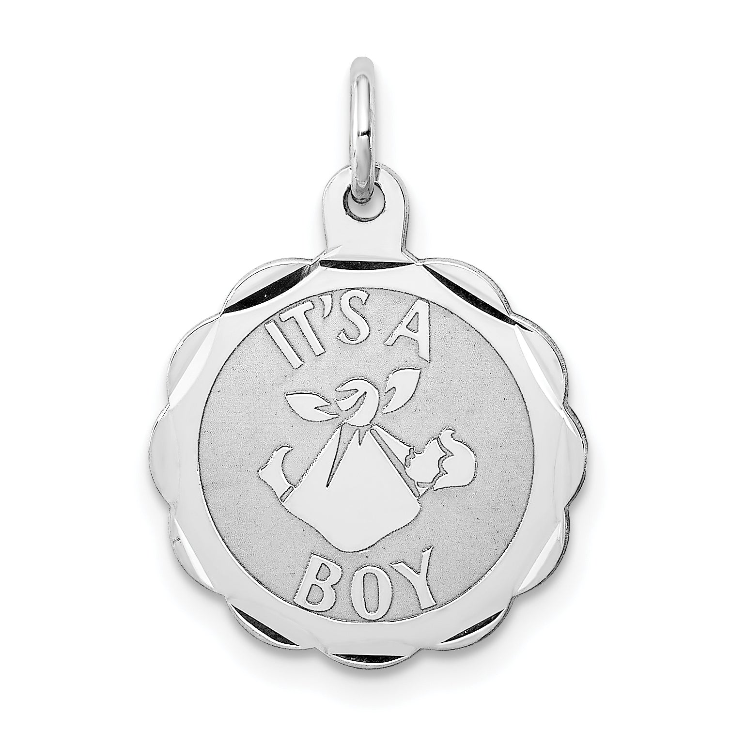 Sterling Silver Rhodium-plated Its a Boy Charm Main image