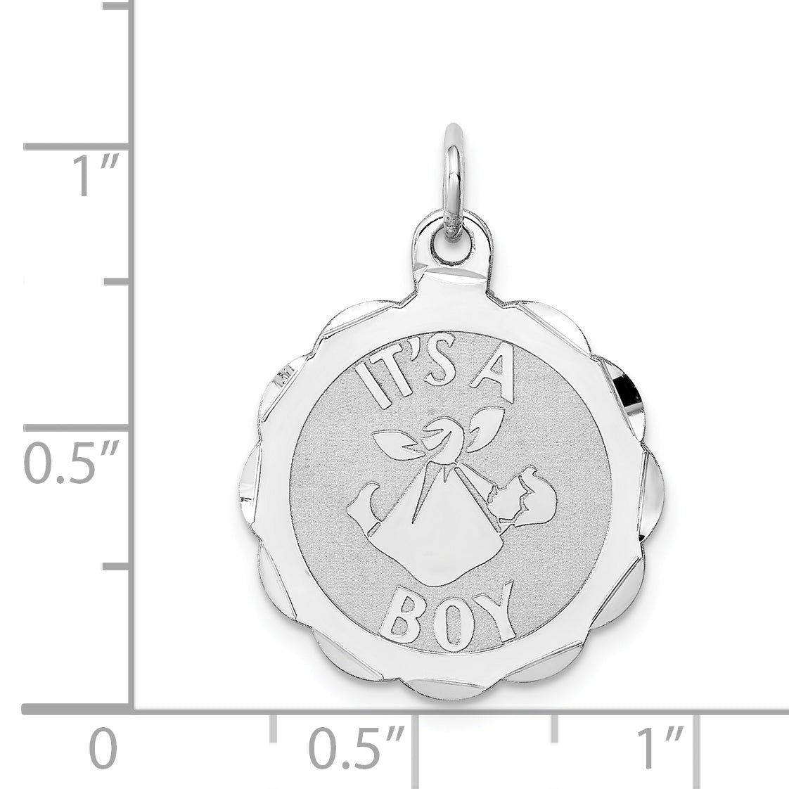 Sterling Silver Rhodium-Plated It's a Boy Charm with Polished Finish
