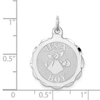 Sterling Silver Rhodium-Plated It's a Boy Charm with Polished Finish