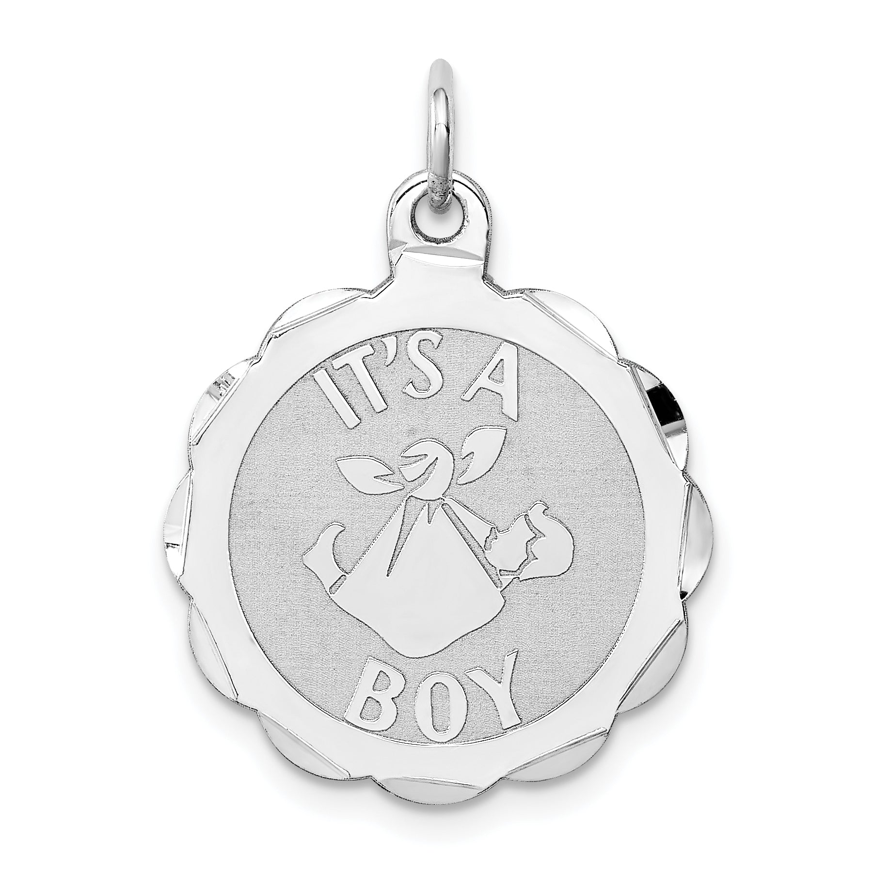 Sterling Silver Rhodium-plated Its a Boy Charm Main image