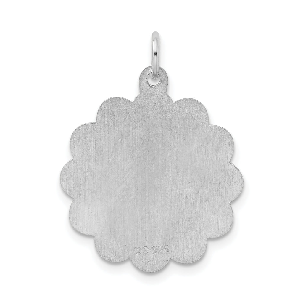 Sterling Silver 925 Stork Disc Charm Rhodium-Plated Polished Finish