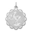 Sterling Silver Rhodium-plated Stork Disc Charm
