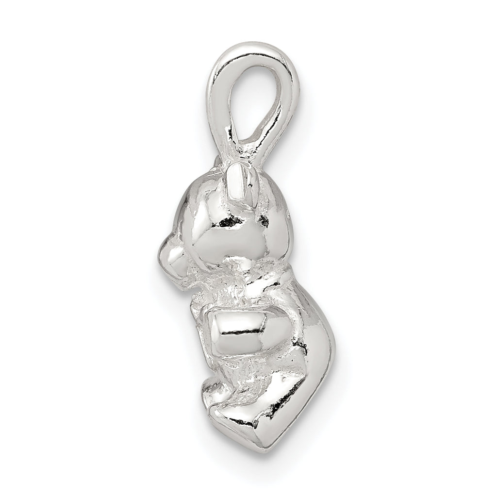 Sterling Silver 925 Teddy Bear Charm with Polished Anti-Tarnish Finish