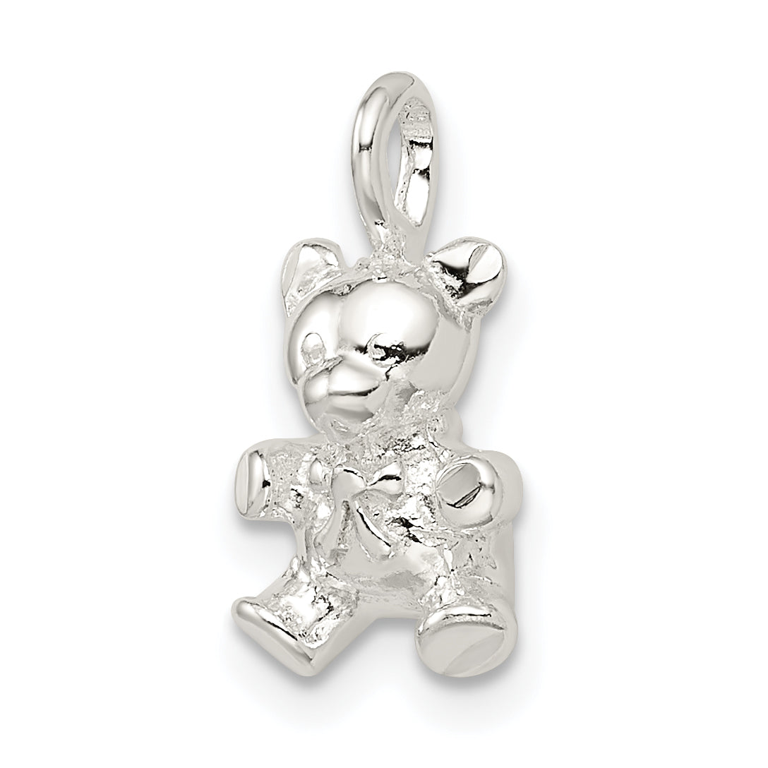 Sterling Silver 925 Teddy Bear Charm with Polished Anti-Tarnish Finish