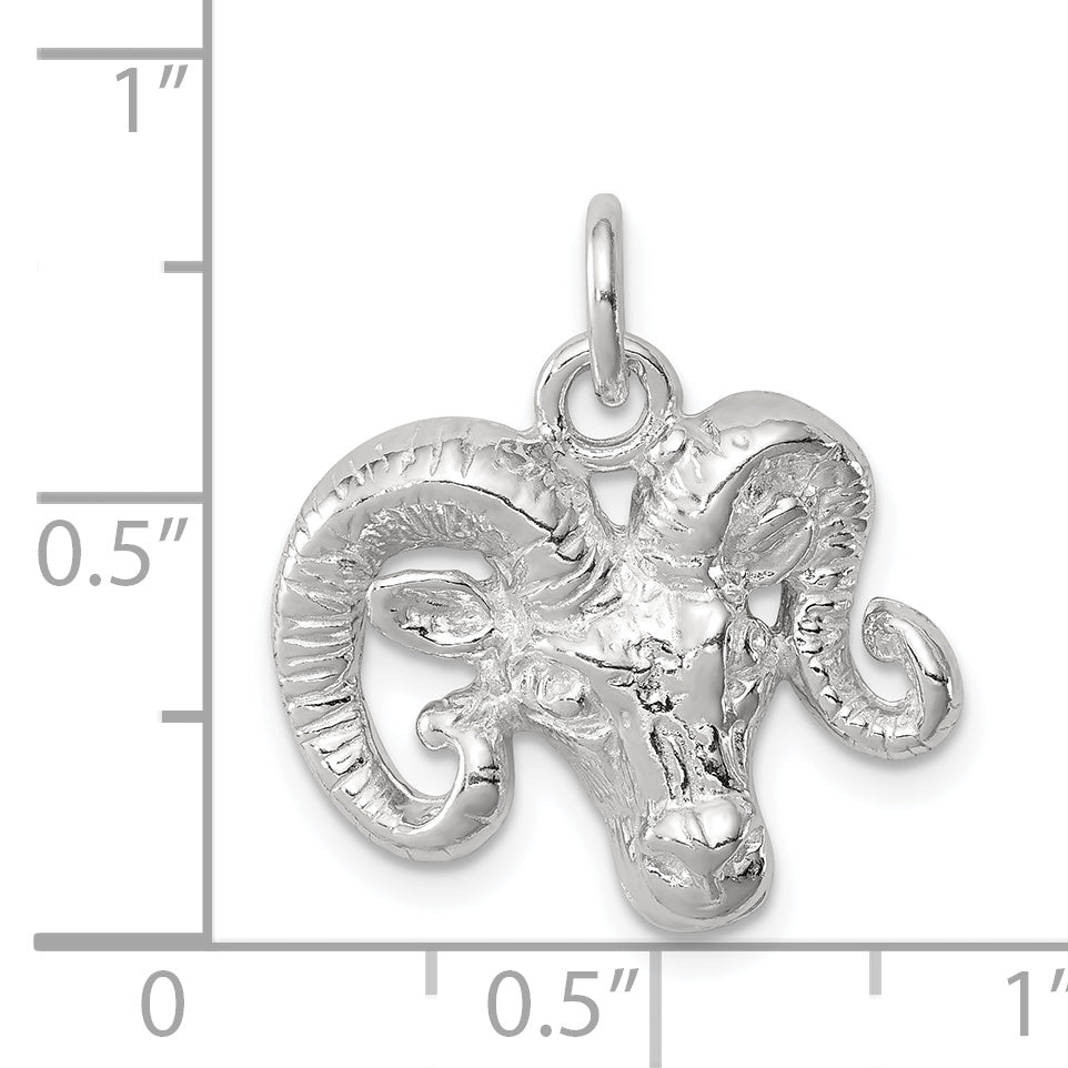 925 Sterling Silver Ram Charm with Polished Finish and Anti-Tarnish Coating