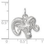 925 Sterling Silver Ram Charm with Polished Finish and Anti-Tarnish Coating