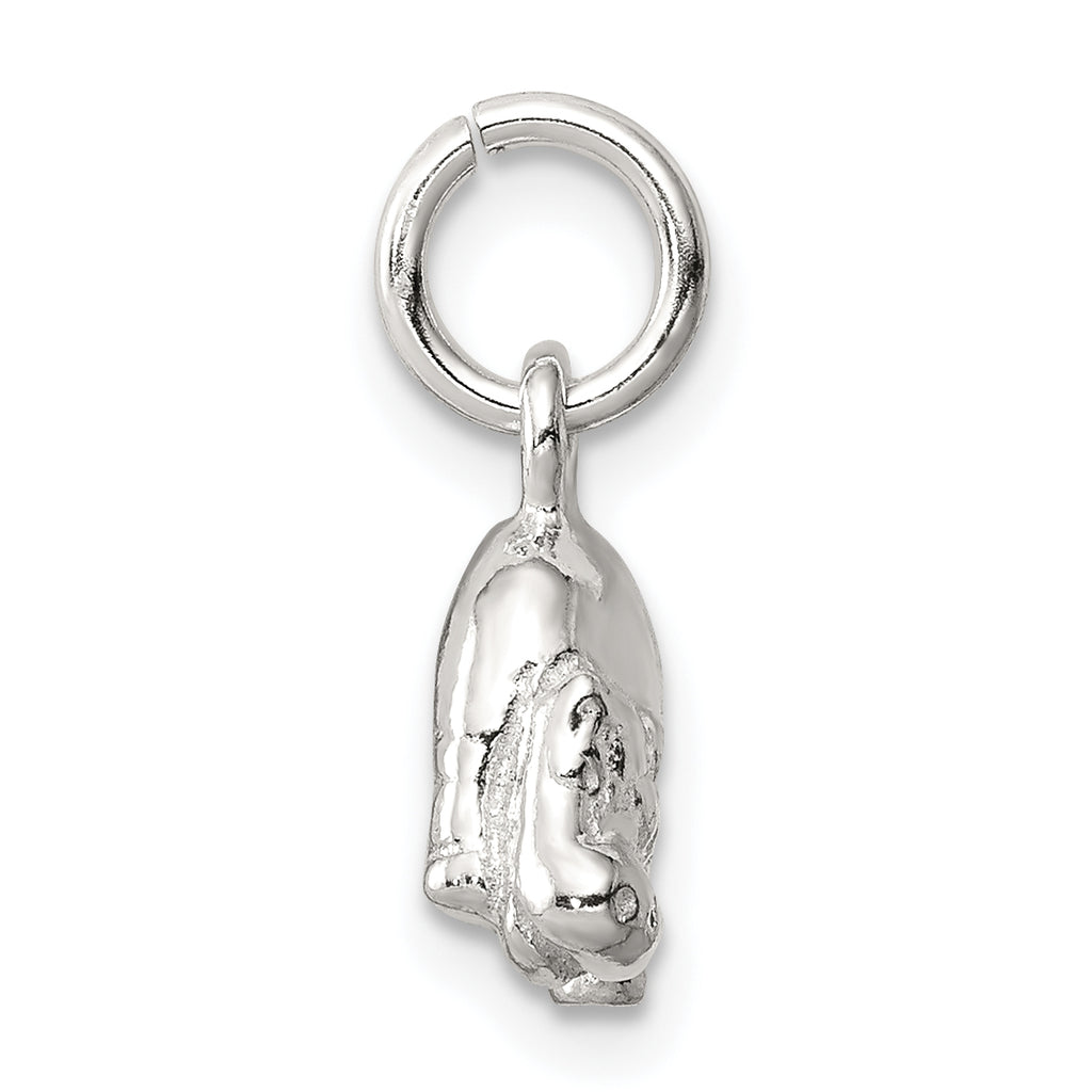 Sterling Silver 925 Polished Hippo Charm with Anti-Tarnish Finish